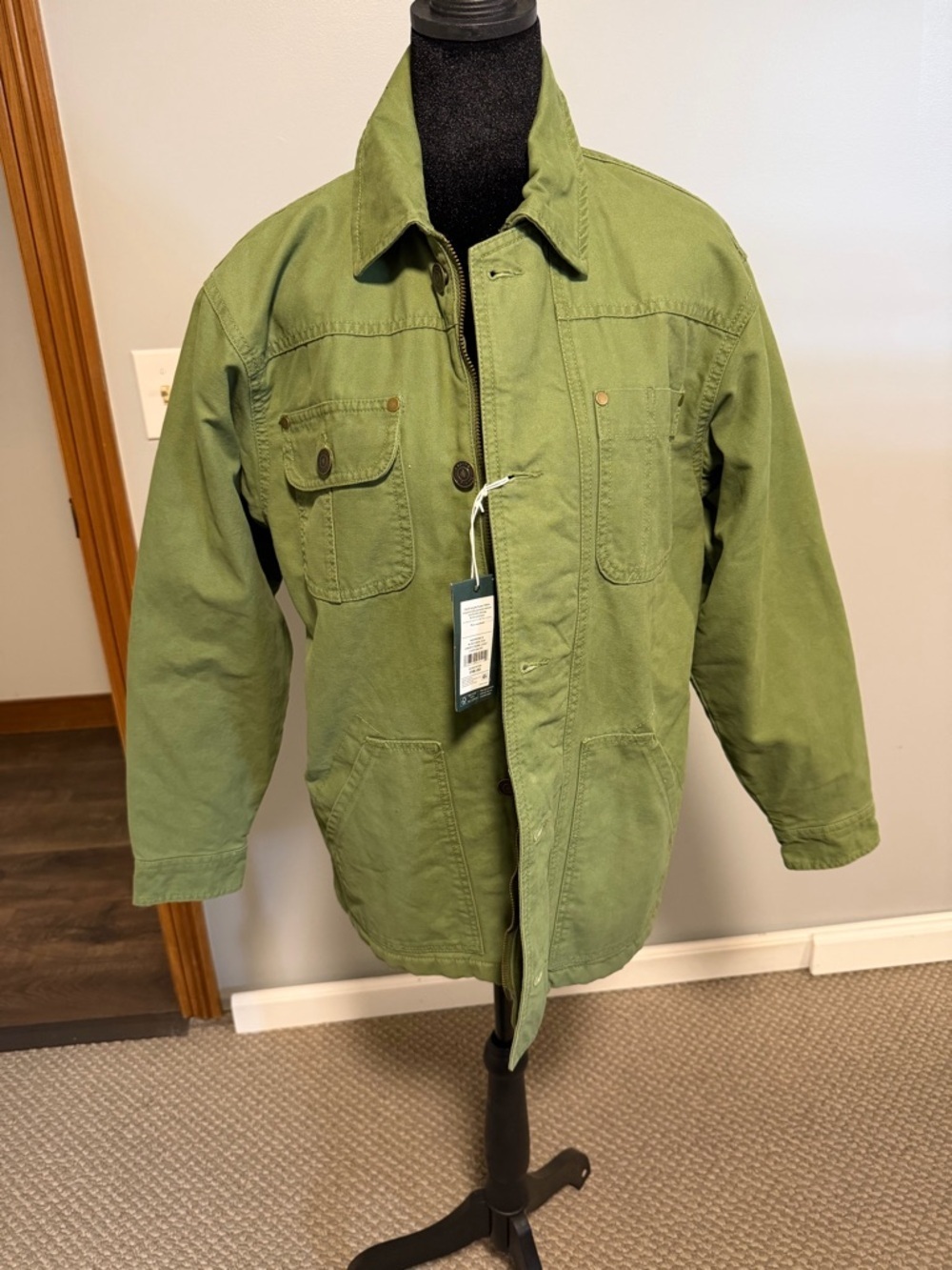 Alpine Design Olive Green Quilted Lined Chore Jacket NWT Organic Cotton Small